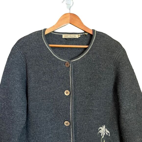 Gaddy Collection grey 100% wool long cardigan - Picture 2 of 9